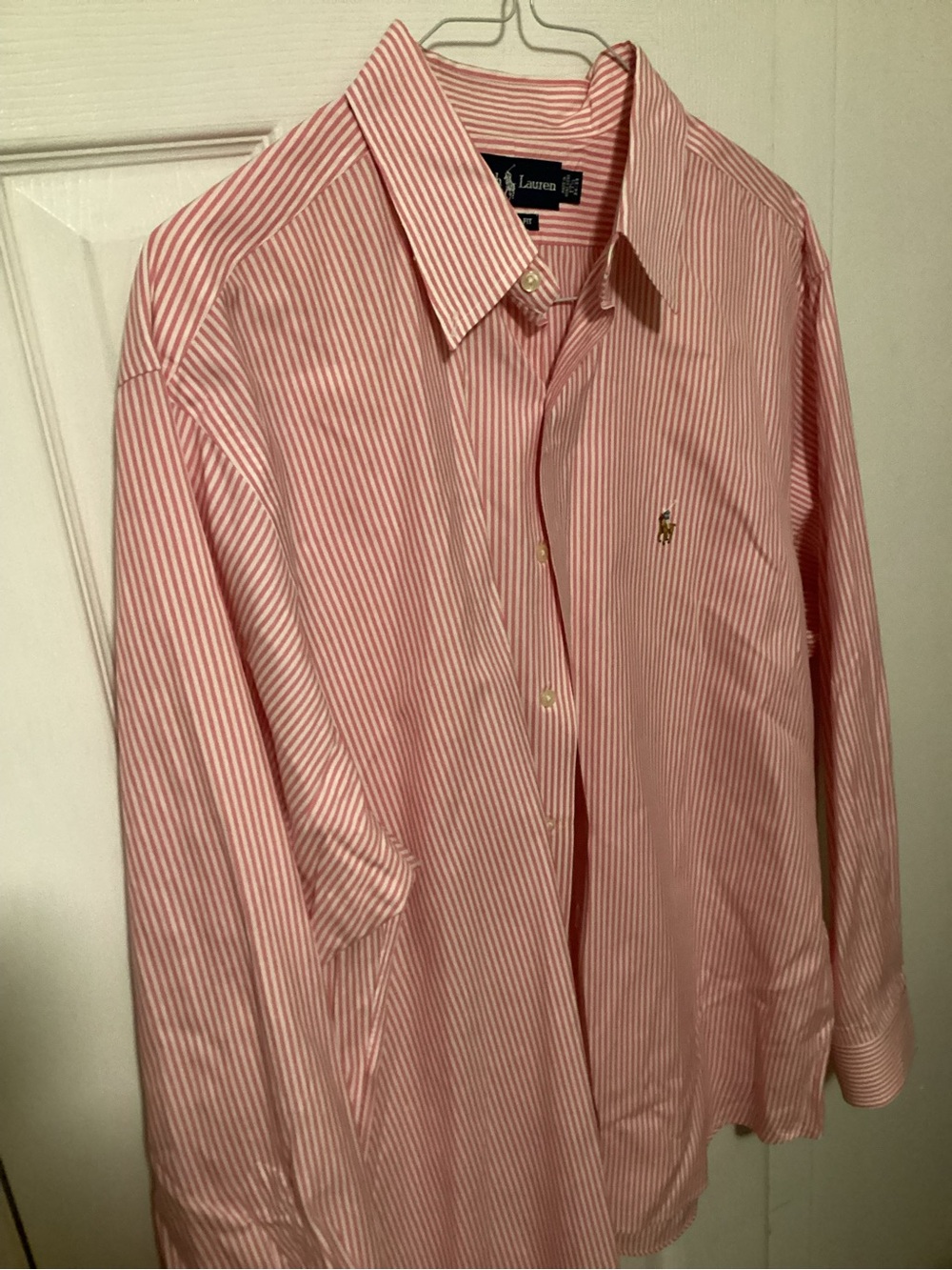Ralph Lauren Pink and White Striped Cotton Button-Down Shirt